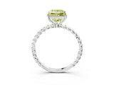 White gold Fancy Yellow Princess  Solitaire Twist Band Ring with Four-Prong Setting_145