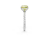 White gold Fancy Yellow Princess  Solitaire Twist Band Ring with Four-Prong Setting_20