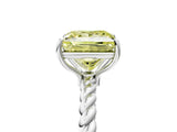 White gold Fancy Yellow Princess  Solitaire Twist Band Ring with Four-Prong Setting_23