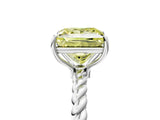 White gold Fancy Yellow Princess  Solitaire Twist Band Ring with Four-Prong Setting_29