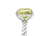 White gold Fancy Yellow Princess  Solitaire Twist Band Ring with Four-Prong Setting_41