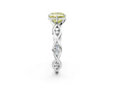 White gold Fancy Yellow Princess  Solitaire Twist Band with Leaf Prong Setting 2