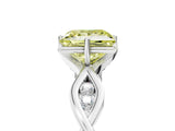 White gold Fancy Yellow Princess  Solitaire Twist Band with Leaf Prong Setting 5