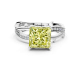 White gold Fancy Yellow Princess  Solitaire Twist Band with Pavé Accents and Four-Prong Setting_20