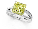 White gold Fancy Yellow Princess  Solitaire Twist Band with Pavé Accents and Four-Prong Setting_21