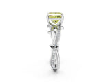 White gold Fancy Yellow Princess  Solitaire Twist Band with Pavé Accents and Four-Prong Setting_22