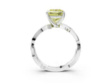 White gold Fancy Yellow Princess  Solitaire Twist Band with Pavé Accents and Four-Prong Setting_23