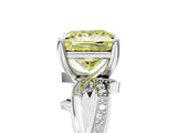 White gold Fancy Yellow Princess  Solitaire Twist Band with Pavé Accents and Four-Prong Setting_25