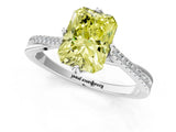 White gold Fancy Yellow Princess  Solitaire Twist Band with Pavé Diamonds and Four-Prong Setting_59