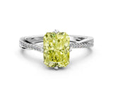 White gold Fancy Yellow Princess  Solitaire Twist Band with Pavé Diamonds and Four-Prong Setting_63