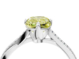 White gold Fancy Yellow Princess  Solitaire Twist Band with Pavé Diamonds and Four-Prong Setting_67