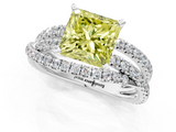 White gold Fancy Yellow Princess  Solitaire Twist Band with Pavé Setting and Four-Prong Setting_1