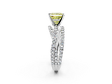 White gold Fancy Yellow Princess  Solitaire Twist Band with Pavé Setting and Four-Prong Setting_2