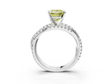 White gold Fancy Yellow Princess  Solitaire Twist Band with Pavé Setting and Four-Prong Setting_3