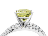 White gold Fancy Yellow Princess  Solitaire Twist Band with Pavé Setting and Four-Prong Setting_4