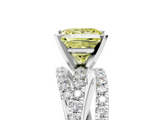White gold Fancy Yellow Princess  Solitaire Twist Band with Pavé Setting and Four-Prong Setting_5