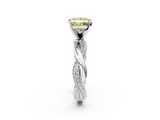 White gold Fancy Yellow Princess  Solitaire Twist Band with Pave Prong Setting_2