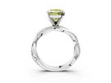 White gold Fancy Yellow Princess  Solitaire Twist Band with Pave Prong Setting_3