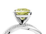 White gold Fancy Yellow Princess  Solitaire Twist Band with Pave Prong Setting_4
