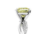 White gold Fancy Yellow Princess  Solitaire Twist Band with Pave Prong Setting_5