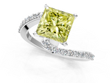 White gold Fancy Yellow Princess  Solitaire Twist Band with Pave Set Diamonds and Four-Prong Setting_1