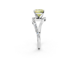 White gold Fancy Yellow Princess  Solitaire Twist Band with Pave Set Diamonds and Four-Prong Setting_2