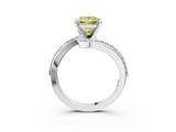 White gold Fancy Yellow Princess  Solitaire Twist Band with Pave Set Diamonds and Four-Prong Setting_3