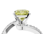 White gold Fancy Yellow Princess  Solitaire Twist Band with Pave Set Diamonds and Four-Prong Setting_4