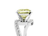 White gold Fancy Yellow Princess  Solitaire Twist Band with Pave Set Diamonds and Four-Prong Setting_5