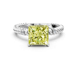 White gold Fancy Yellow Princess  Solitaire Twisted Band Prong Set Engagement Ring_70