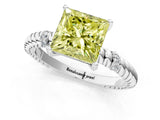 White gold Fancy Yellow Princess  Solitaire Twisted Band Prong Set Engagement Ring_71