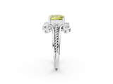 White gold Fancy Yellow Princess  Solitaire Twisted Band Scroll Prong Ring_5