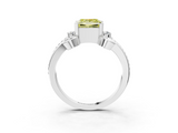 White gold Fancy Yellow Princess  Solitaire Twisted Band Scroll Prong Ring_6