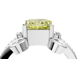 White gold Fancy Yellow Princess  Solitaire Twisted Band Scroll Prong Ring_7