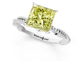 White gold Fancy Yellow Princess  Solitaire Twisted Band with Bead Prong Setting_50