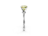 White gold Fancy Yellow Princess  Solitaire Twisted Band with Bead Prong Setting_55