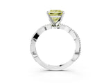 White gold Fancy Yellow Princess  Solitaire Twisted Band with Bead Prong Setting_56