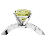 White gold Fancy Yellow Princess  Solitaire Twisted Band with Bead Prong Setting_57