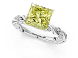 White gold Fancy Yellow Princess  Solitaire Twisted Band with Pavé Accents and Four-Prong Setting_1
