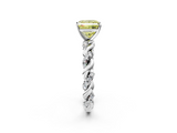 White gold Fancy Yellow Princess  Solitaire Twisted Band with Pavé Accents and Four-Prong Setting_2