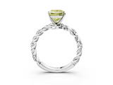 White gold Fancy Yellow Princess  Solitaire Twisted Band with Pavé Accents and Four-Prong Setting_3