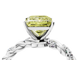 White gold Fancy Yellow Princess  Solitaire Twisted Band with Pavé Accents and Four-Prong Setting_4