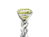 White gold Fancy Yellow Princess  Solitaire Twisted Band with Pavé Accents and Four-Prong Setting_5