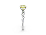 White gold Fancy Yellow Princess  Solitaire Twisted Band with Prong Setting 3