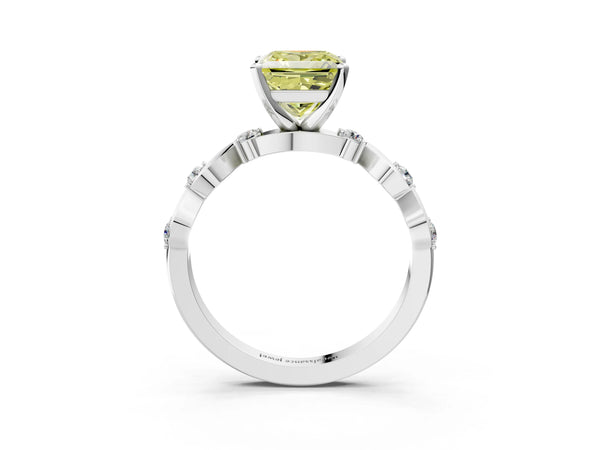 White gold Fancy Yellow Princess  Solitaire Twisted Band with Prong Setting