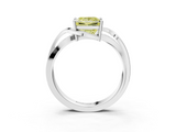White gold Fancy Yellow Princess  Solitaire Twisted Band with Prong Setting_6