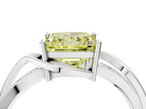White gold Fancy Yellow Princess  Solitaire Twisted Band with Prong Setting_7