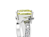 White gold Fancy Yellow Princess  Solitaire Twisted Band with Prong Setting_8