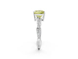 White gold Fancy Yellow Princess  Solitaire Twisted Pave Diamond Ring with Four-Prong Setting_14