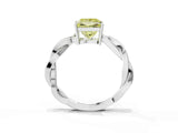 White gold Fancy Yellow Princess  Solitaire Twisted Pave Diamond Ring with Four-Prong Setting_15